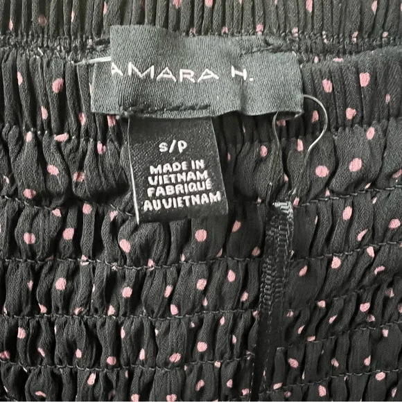 Black Pink Polka Dot Mini Skirt Tiered Ruffle Stretch Size S - Picture 4 of 4